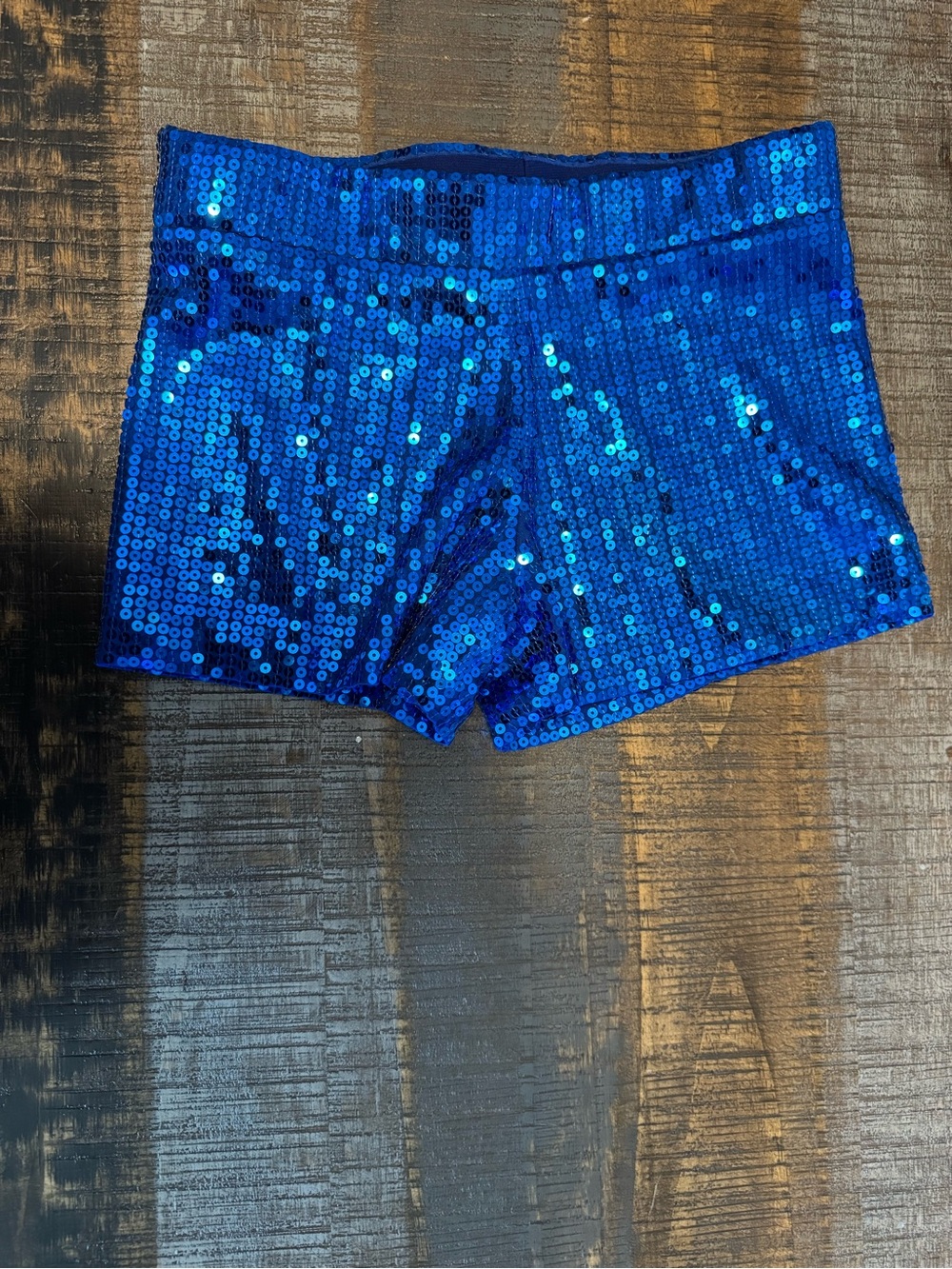 Spirit Halloween Blue Sequin Shorts Size Small/Medium Elastic Waistband